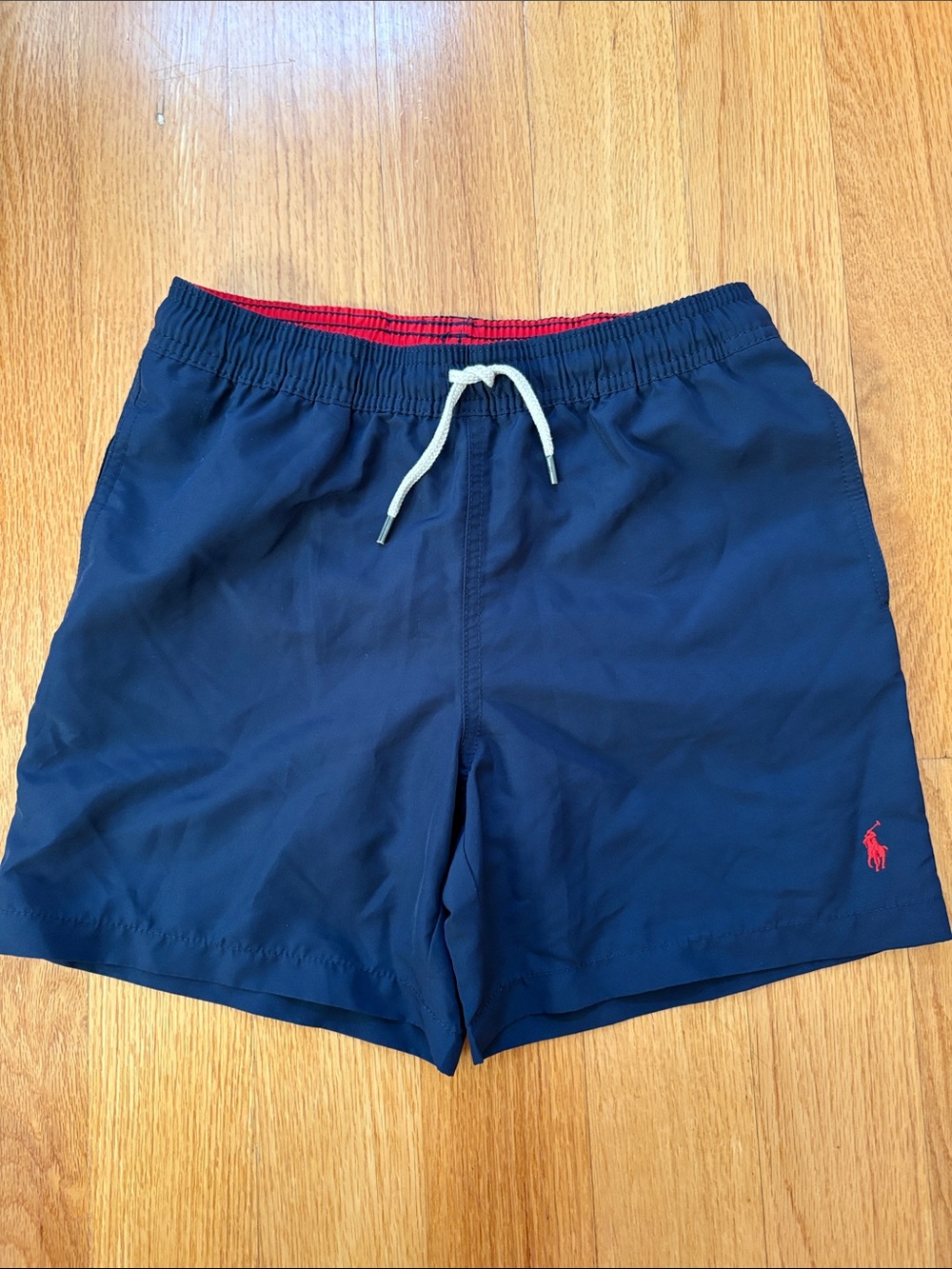 Polo Ralph Lauren Boy’s Navy Swim Shorts with Red Logo